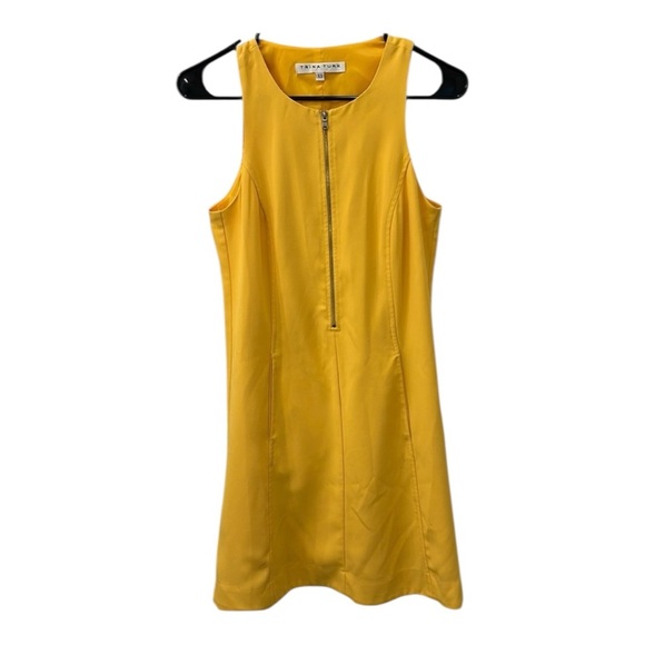 Trina Turk Yellow Sleeveless Front Gold Zipper Mini Dress XS Like New - Picture 1 of 4